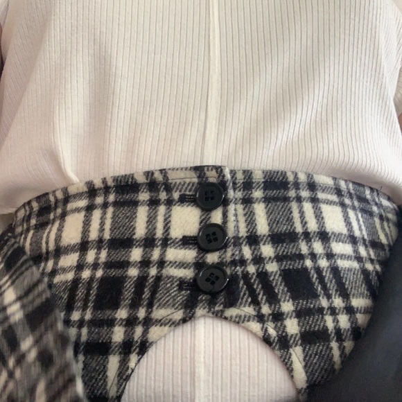 max mara black & ivory cinched plaid wool skirt - Picture 7 of 9